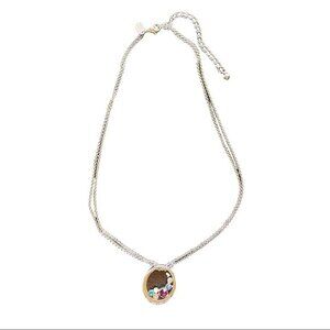 Lia Sophia Silver Tone Necklace with Round Multi Colored Crystals